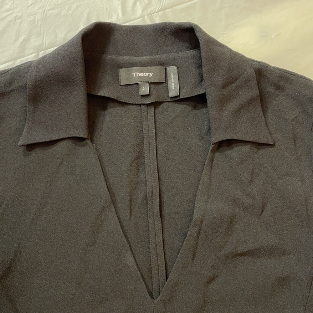 Theory Black V-neck Casual Mini Shirt Dress 2 - Picture 9 of 10